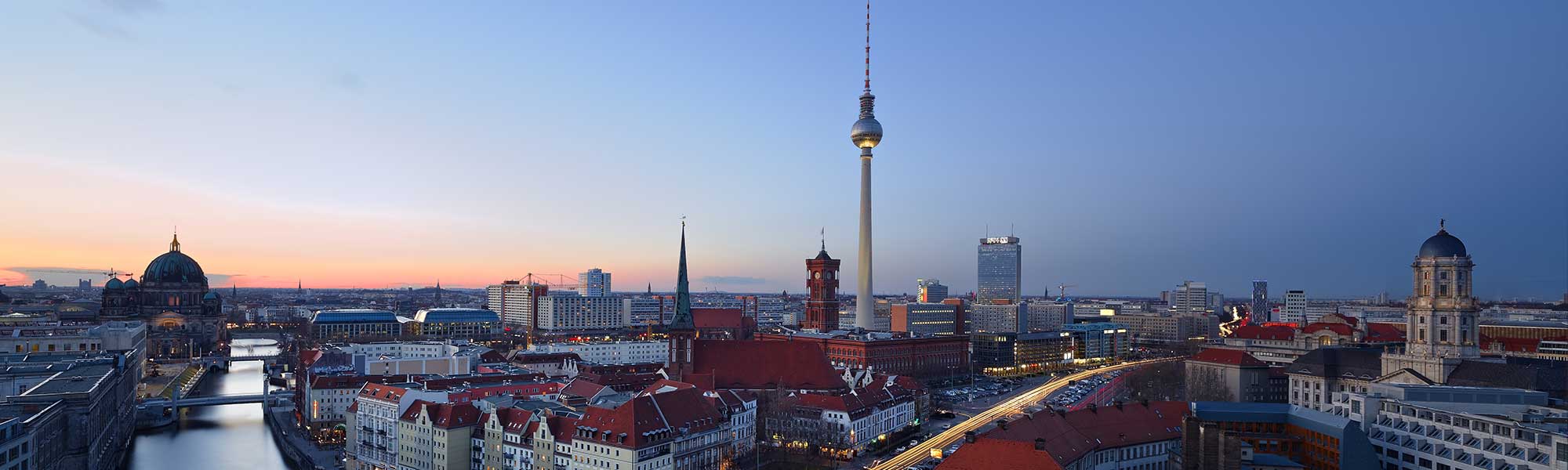 Germany - Berlin - Skyline - Alexander Platz & The Dome - Clean Sunset