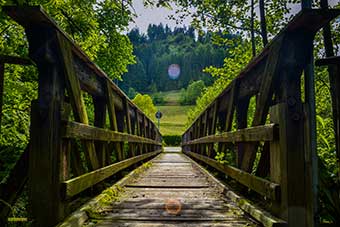 Beautiful wooden bridge in Black Forest, Germany